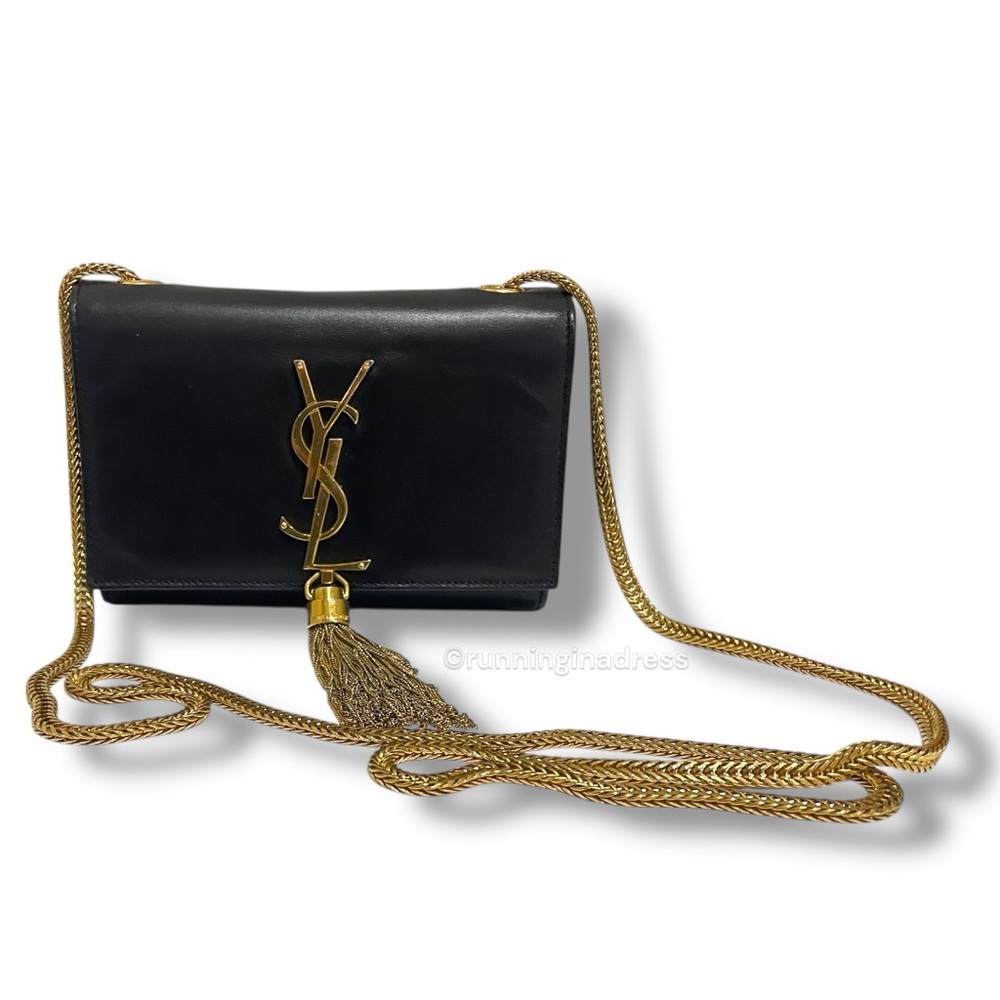 Saint Laurent Kate Tassel Logo Chain Bag In Black Leather With Gold Hardware - Picture 7 of 16